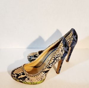 Chain Multi-color Snakeprint Heels